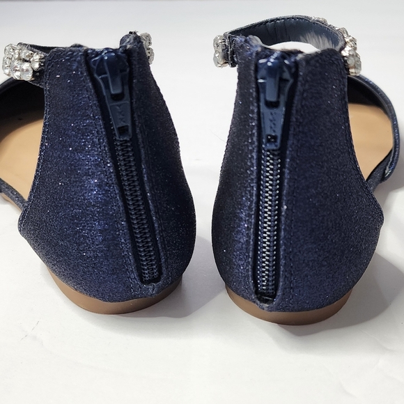 Copper Keys Women's Ankle Strap Rhinestone Point Toe Glitter Navy Flats Size 6 - Picture 6 of 8